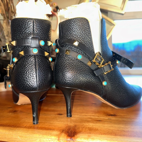 Valentino rockstud turquoise black bootie boot size 38 - Picture 10 of 15